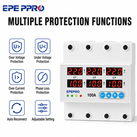 EPEPRO EPNP-100N 100A Relais de protection triphasé réglable AC80-400V contre les surtensions et les sous-tensions avec affichage numérique