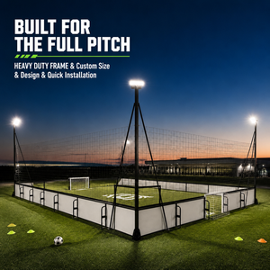 <span class=keywords><strong>Cage</strong></span> <span class=keywords><strong>de</strong></span> football 5 contre 5 portable sur mesure pour l'extérieur <span class=keywords><strong>avec</strong></span> gazon artificiel, éclairage LED, verre trempé, panneaux composites et <span class=keywords><strong>filet</strong></span> flexible - Product Image 1