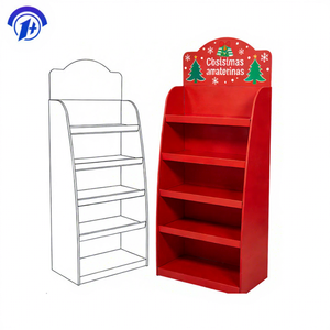 ชั้นวางแสดงสินค้าเทศกาลคริสต์มาสสำหรับซูเปอร์มาร์เก็ต ชั้นวางแสดงสินค้าแบบตั้งพื้นทำจากกระดาษแข็งสำหรับโปรโมชั่น ชั้นวางแสดงสินค้าช็อกโกแลตและลูกอม - Product Image 1