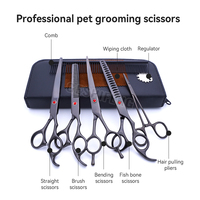 Kit de ciseaux de toilettage pour chien d'emballage de logo personnalisé ciseaux de toilettage pour chien en acier inoxydable professionnel ensemble de tondeuse pour animaux de compagnie
