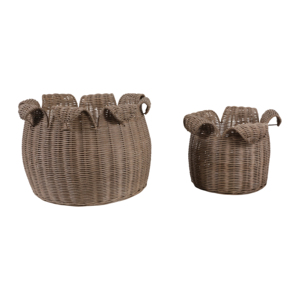 Cesti portaoggetti in rattan intrecciati con bordo smerlato per l'organizzazione domestica e lo stile degli scaffali - Product Image 2