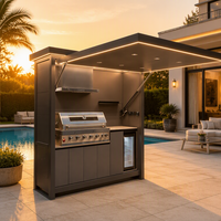 Cuisine extérieure sur mesure de 3 m en acier inoxydable 304, barbecue modulaire, évier, armoire de rangement