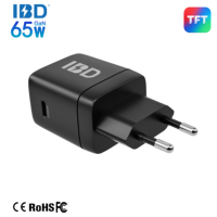 Cargador GaN de 45W para Pantallas TFT, Puerto USB-C Único, Carga Rápida PD QC2.0 SCP, Enchufe EU/US/UK, Resistente al Fuego, para Viajes, con Certificación CE