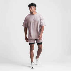 T-Shirt da Uomo di Alta Qualità Stile Americano Oversize con Spalle Scese, Logo Personalizzato, Orlo Diviso, 95% Cotone, per Palestra - Product Image 4