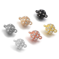 Fermoirs magnétiques en alliage électroplaqué pour bijoux DIY, fermoirs ronds en strass à aimant puissant pour bracelets, colliers et soie