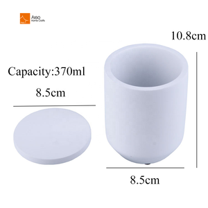 Bocaux à bougies en béton blanc mat de grande capacité de 12oz personnalisés en usine couvercles bocal de forme ronde fabrication de bougies de Noël promotionnelles - Product Image 2