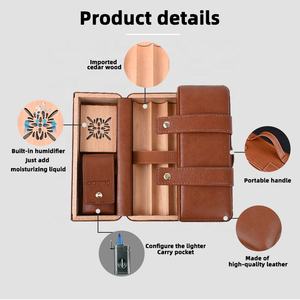 Custom Portable 7 Cigar Case Humidor de Couro Box com Built-<span class=keywords><strong>in</strong></span> Hidratante Agente Slot Lacquer Technics <span class=keywords><strong>Travel</strong></span> Humidor - Product Image 6