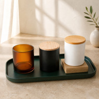 Lot de 200 ml de pots à bougies en verre avec couvercles en bois et emballage personnalisé pour bougies parfumées et cadeaux de mariage