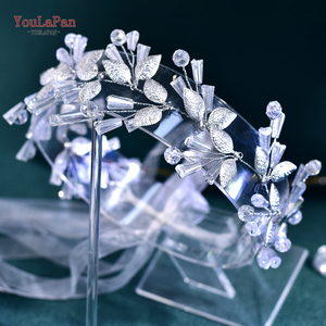 Diadema de Aleación Plateada con Hojas y Cristales, Accesorios Exquisitos para el Cabello de Novia, Tocado Ajustable, Guirnalda Floral para Niñas HP813 - Product Image 6