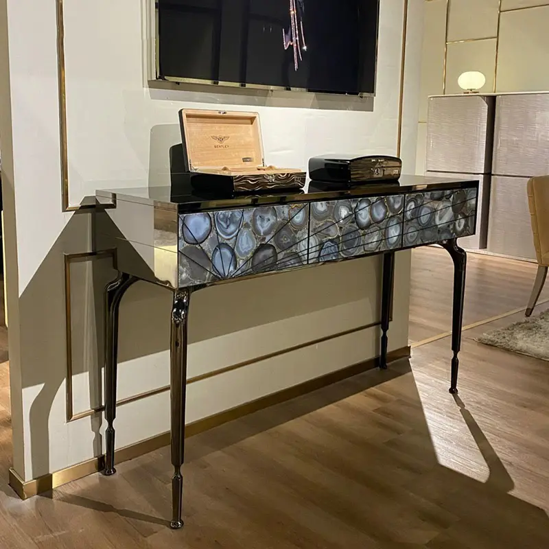 High-end Custom Italian Style Luxury Console Tables Living Room Furniture Hallway Marble Console Table
