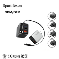 Chargeur mural GaN 65W avec écran LED intelligent |   Câble rétractable intégré PD/QC3.0 pour appareil photo et écouteurs |   Chargeur de voyage compact OTP