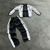 Ensemble survêtement homme en nylon avec logo personnalisé, veste coupe-vent et pantalon de survêtement, fermeture éclair, imperméable, survêtement premium pour homme