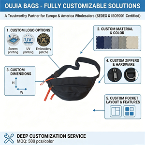 Bolso Bandolera Deportivo Oxford para Hombre, Riñonera Cruzada con Logotipo, Riñonera de Cintura para Correr - Product Image 2