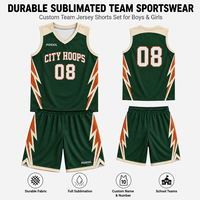 Set di Uniformi Personalizzate per Basket Scolastico, Traspiranti, Taglie Grandi, Resistenti, Maglie e Pantaloncini Sublimati per Ragazzi e Ragazze, Squadre Miste, Abbigliamento Sportivo all'Ingrosso