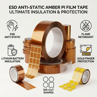 Ruban adhésif en film PI ambre antistatique et ignifuge ESD pour isolation de cellules de batterie au lithium, autocollant de protection pour connecteurs Gold Finger, joint d'étanchéité