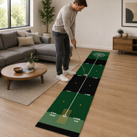 Mini Tapis d'Entraînement de Golf Pliable et Portable 50*300cm en Polyester Vert TPR avec Logo Personnalisé pour Intérieur/Extérieur – Améliorez Votre Jeu