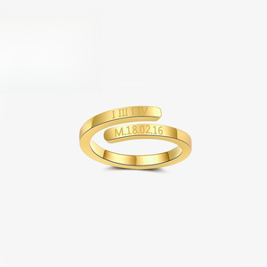 Anello inciso fai da te in argento 925 personalizzato, fascia ad anello aperta con regalo di compleanno creativo con lettere o nomi - Product Image 2