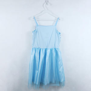 Ensemble de déguisement de <span class=keywords><strong>princesse</strong></span> pour filles, robe en tulle bleu à paillettes avec chaussures à pois, costume de fête d'anniversaire pour enfants - Product Image 4