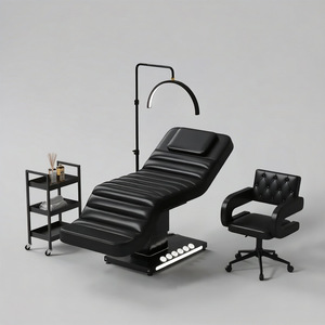 Black Electric Massage Table <b>Bed</b> Adjustable Salon Treatment Chair with <b>LED</b> Lamp and Control PanelBeauty Salon Esthetician Furnit - Product Image 1