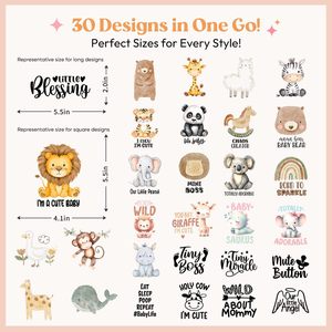 Diseños de Transferencia Térmica DTF Lavables Listos para Planchar, Personalizados de Fábrica, Adhesivos con Logotipo Encantador para Planchar en Camisetas de Bebé - Product Image 2