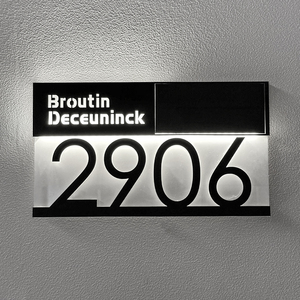 Personalised Solar House Number Sign <b>LED</b> <b>Light</b> Exterior House Number Outdoor 3D Laser Cut Street Address Family <b>Name</b> Door Sign - Product Image 1