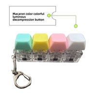 Macaron 4 Key RGB LED Fidget Keychain with Press Button Lightweight Plastic Keyboard Cap for Office Worker Stress Relief
