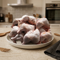 Cuisses de poulet halal certifiées avec peau, en vrac, 650g+, en boîte, pour la restauration en gros et applications culinaires polyvalentes