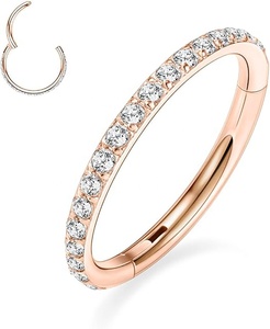 ASTM <span class=keywords><strong>F</strong></span>-136 G23 titan zirconia Studded bản lề phân khúc daith Clicker nhẫn với CNC Set CZ paved mũi Bông tai - Product Image 1