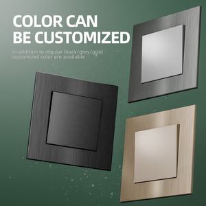 Saklar dan Stopkontak Listrik Standar EU Panel Aluminium Hitam Putih Abu-abu 1 Gang 1 Jalur 2 Jalur 3 Jalur Saklar Rocker Lampu - Product Image 4