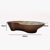 Table basse moderne au design unique Mobilier de bureau en marbre véritable Panneau de bois Meubles de salon pour la maison