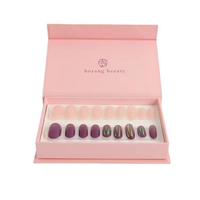 Boîte cadeau magnétique de luxe écologique avec logo personnalisé, emballage rigide en papier pour faux ongles pressés avec insert en éponge, faible MOQ