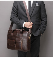 Porte-documents en cuir pour hommes d'affaires sac pour hommes couche de tête sac d'ordinateur portable en cuir de vachette sac à bandoulière rétro de grande capacité