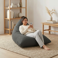 Pouf triangulaire en fausse toile de lin pour salon, siège au sol, fauteuil individuel, mobilier
