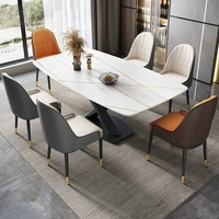 Ensemble de table à manger simple avec structure métallique pour 4, 6 ou 8 personnes, idéal pour appartement et maison