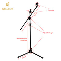 Support de microphone professionnel OEM pliable en alliage et plastique, hauteur réglable 75-140 cm, avec sac de rangement pour microphones de 26-46 mm