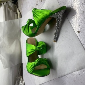 Custom Women's Double Knot Straps Outdoor High Heels Mules Stiletto Satin Spring Summer Pumps Bling Glitter Thin Heel <b>Shoes</b> - Product Image 6