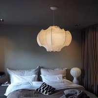 Mode Soie Tissu Dimmable Led Pendentif Lumière Blanc Soie Tissu Lumière Multi Forme À La Main Suspendue Suspension Lampe
