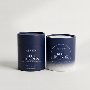 Bougie parfumée Aikun en pot en céramique bleu marine de 12 onces, à mèche unique, coulée à la main, avec une durée de combustion de plus de 60 heures, pour la décoration de la maison - Product Image 1