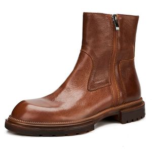Chaussures en cuir véritable de qualité professionnelle imperméables - Respirantes - Style britannique rétro - Motif léopard - Chaussures pour hommes - Product Image 5