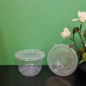 Los productos de Amazon más vendidos 40oz forma redonda contenedor de plástico para alimentos con tapa de plástico PP para llevar transparente fabricante