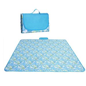 Wholesale Eco-Friendly Extra Large Portable Blue Plaid Fringe Picnic <b>Mat</b> Vintage Boho Style Washable Waterproof for Outdoor Use - Product Image 1
