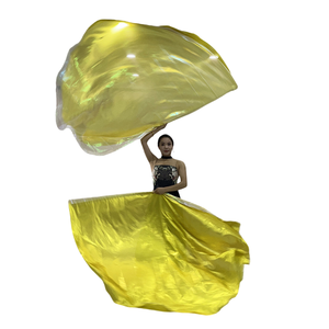 Juego de accesorios de baile coloridos Abanicos de seda grandes para espectáculos de escenario para danza del vientre moderna Latina Traje a juego - Product Image 5
