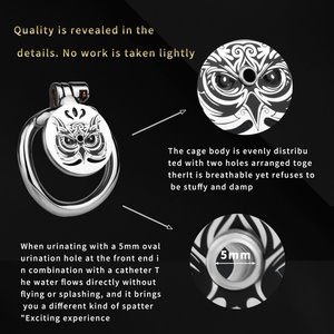 Candado de Castidad Metálico Plano Marca Owl, Restricción de Pene, Jaula de Castidad Masculina con Orificio para Orinar, Entrenamiento SM, Juguetes Sexuales al por Mayor - Product Image 6