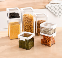 Distributeur de céréales 60oz pour farine de riz 30oz Rangement à domicile Récipient pour aliments secs carré en plastique scellé pour céréales