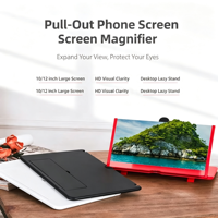 Loupe d'écran de téléphone extensible Ultra-HD avec stabilisation d'image, étanche et flexible, 10 et 12 pouces, pour bureau (support mains libres)