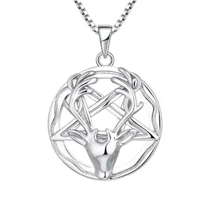 Factory Price Statement 925 Sterling Silver Deer Pendant Necklace With Cz Necklace Jewelry