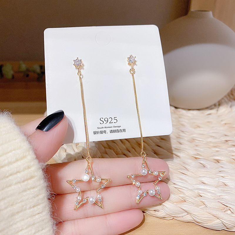 various exquisite pendants Women's luxury fashion style pierced earrings Korean style long tassel earrings