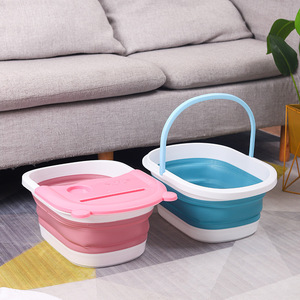 <b>Foldable</b> Foot <b>Bath</b> Tub Rectangle Portable With Wheels Calf Length Height Massage Basin Blue Dark Green Gray - Product Image 2