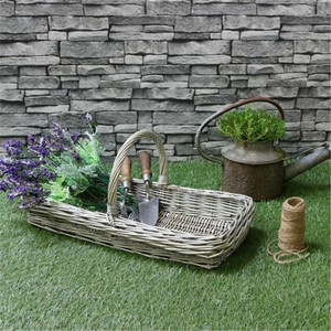 Antique Rectangle Wash Wicker Basket for <strong>Garden</strong> Tools Carrier - Product Image 3