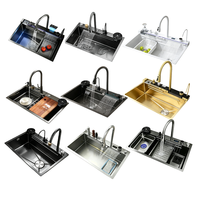 Éviers de cuisine à montage supérieur au design personnalisé, éviers de cuisine modernes en acier inoxydable de calibre lourd avec cascade